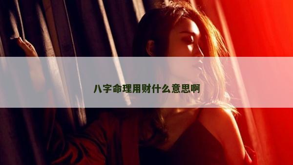 八字命理用財什么意思啊