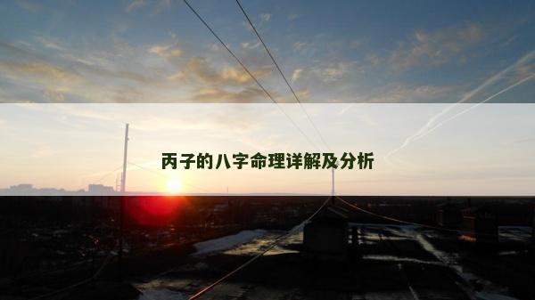 丙子的八字命理詳解及分析