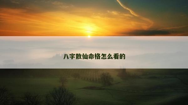 八字散仙命格怎么看的