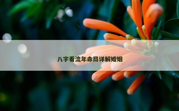 八字看流年命局詳解婚姻