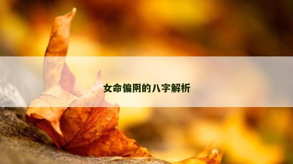 女命偏陰的八字解析