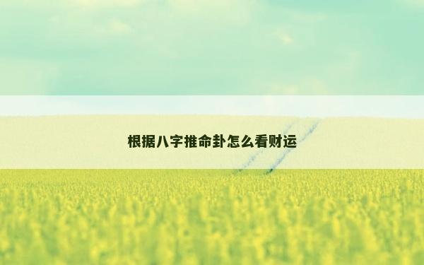 根據八字推命卦怎么看財運