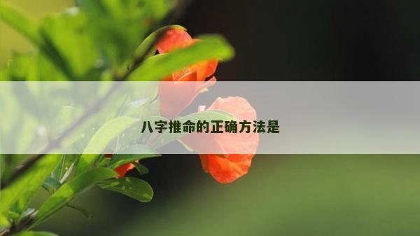 八字推命的正確方法是