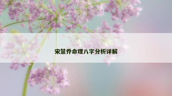 宋慧喬命理八字分析詳解 宋慧喬命理八字分析詳解