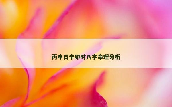丙申日辛卯時八字命理分析