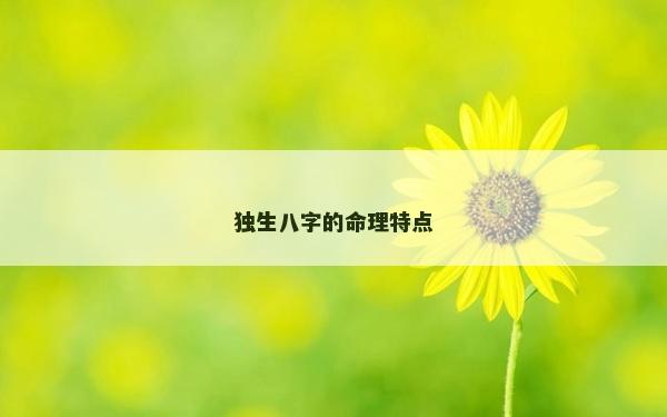 獨生八字的命理特點