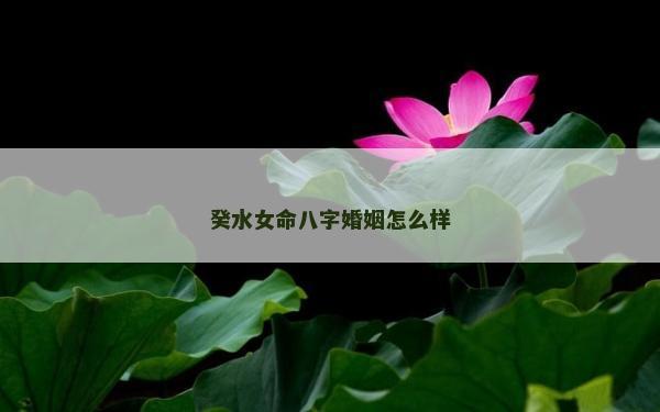 癸水女命八字婚姻怎么樣