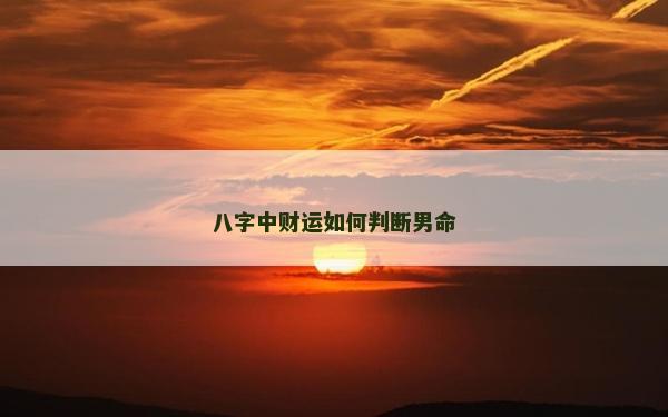 八字中財運如何判斷男命