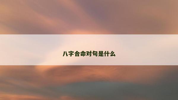 八字合命對句是什么