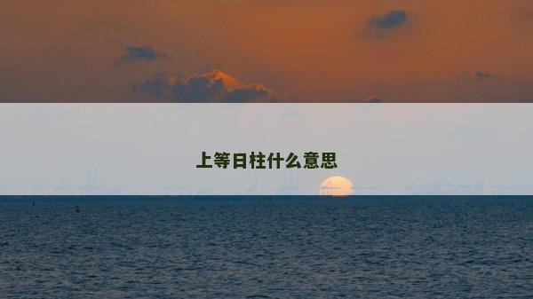 上等日柱什么意思