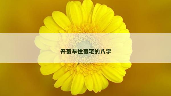 開豪車住豪宅的八字