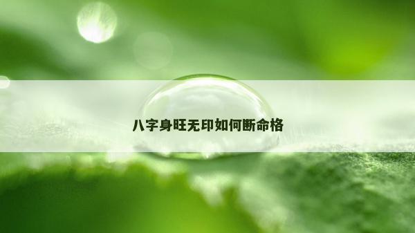 八字身旺無印如何斷命格