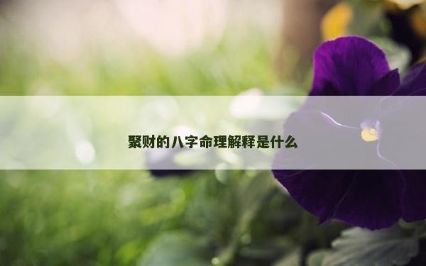 聚財的八字命理解釋是什么