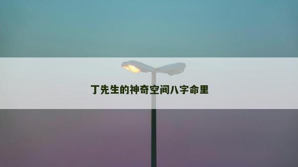 丁先生的神奇空間八字命里