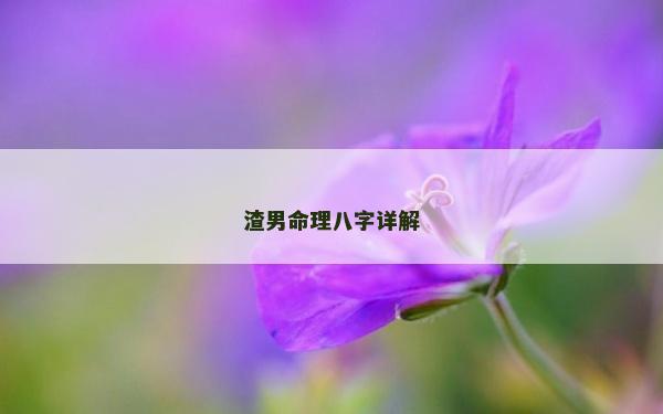 渣男命理八字詳解
