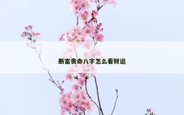斷富貴命八字怎么看財運