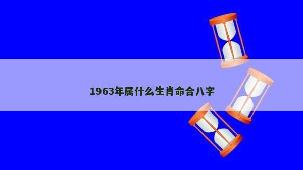 1963年屬什么生肖命合八字