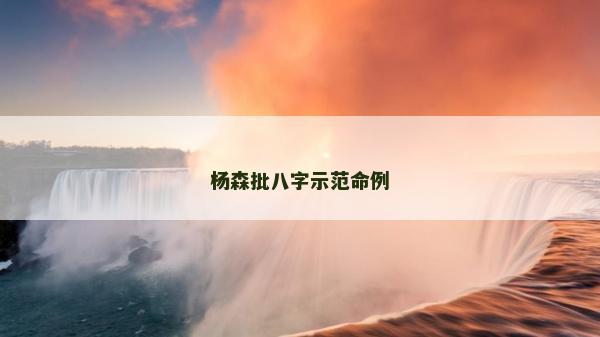 楊森批八字示范命例