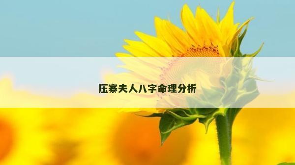 壓寨夫人八字命理分析