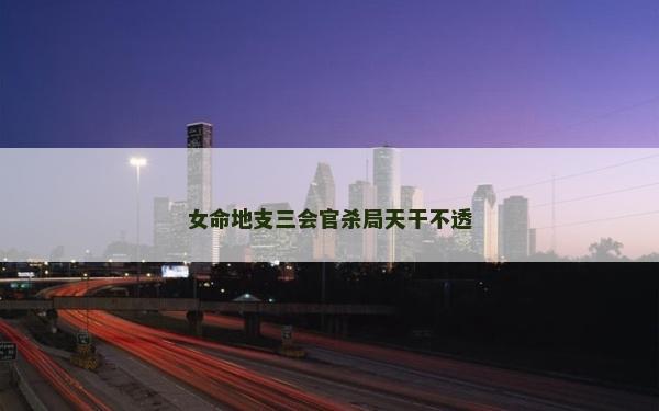 女命地支三會官殺局天干不透 女命地支三會官殺局天干不透