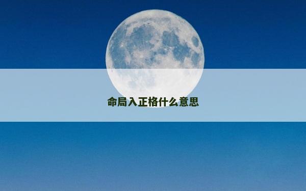 命局入正格什么意思