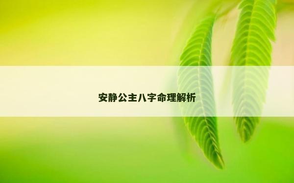 安靜公主八字命理解析