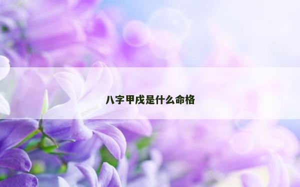 八字甲戌是什么命格