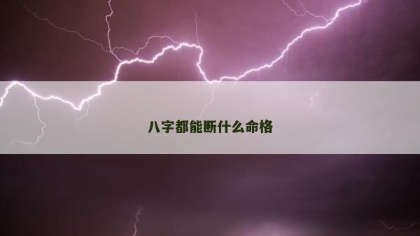 八字都能斷什么命格
