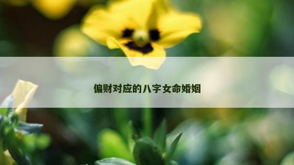 偏財對應的八字女命婚姻