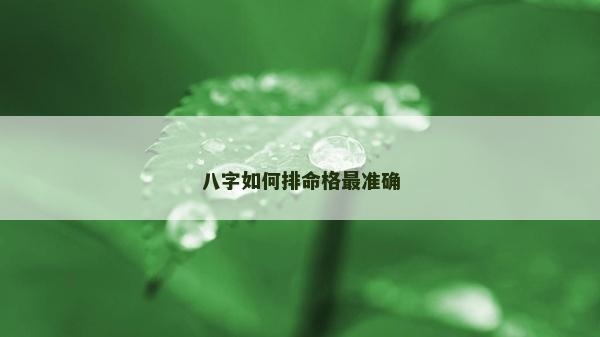 八字如何排命格最準確