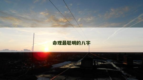 命理最聰明的八字