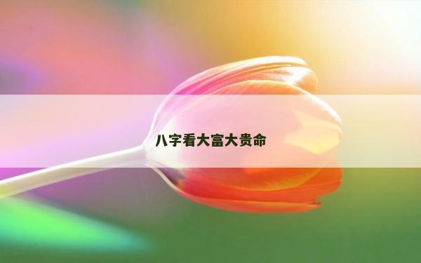 八字看大富大貴命