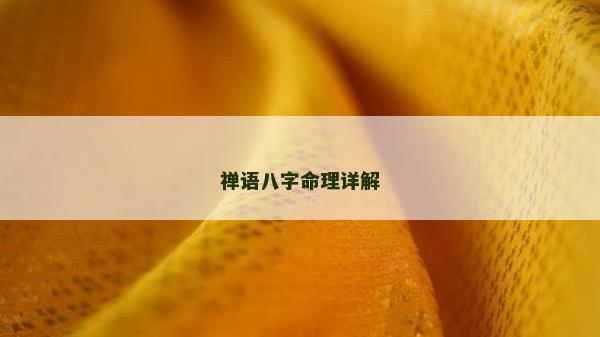 禪語八字命理詳解