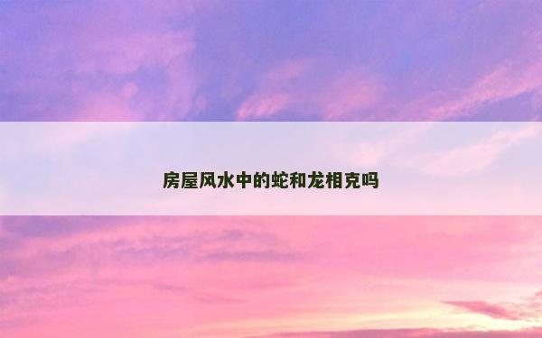 房屋風水中的蛇和龍相克嗎