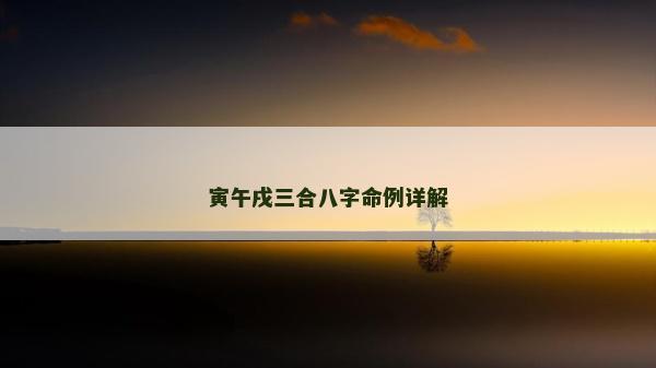 寅午戌三合八字命例詳解