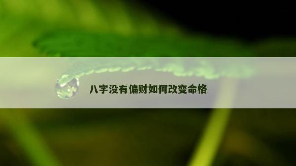 八字沒有偏財如何改變命格