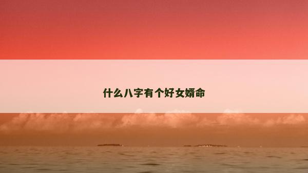 什么八字有個好女婿命