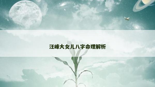 汪峰大女兒八字命理解析