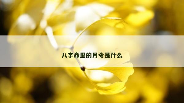 八字命里的月令是什么