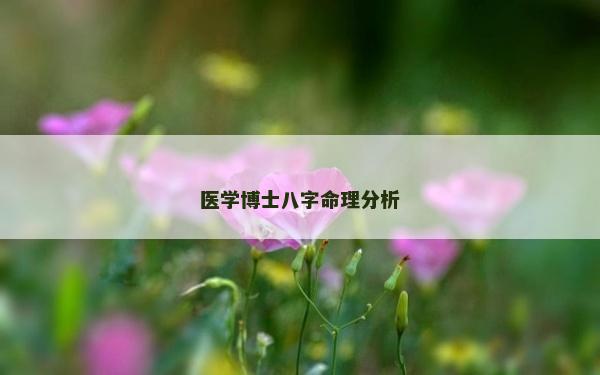 醫學博士八字命理分析