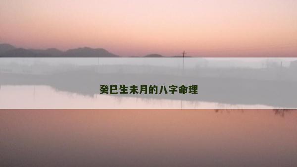 癸巳生未月的八字命理 癸巳生未月的八字命理
