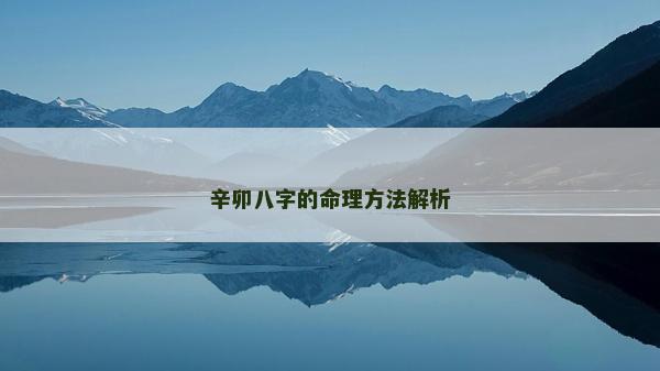 辛卯八字的命理方法解析 辛卯八字的命理方法解析
