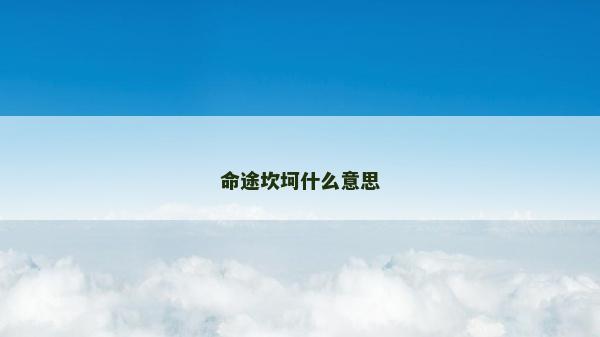 命途坎坷什么意思