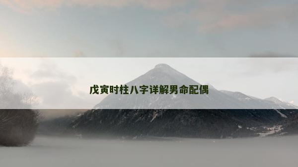 戊寅時柱八字詳解男命配偶