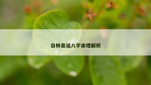 白林泉話八字命理解析