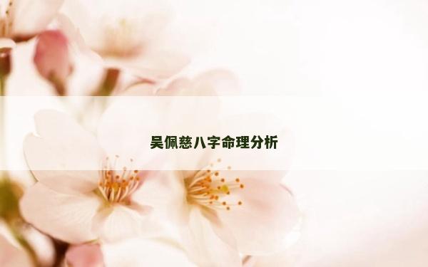 吳佩慈八字命理分析
