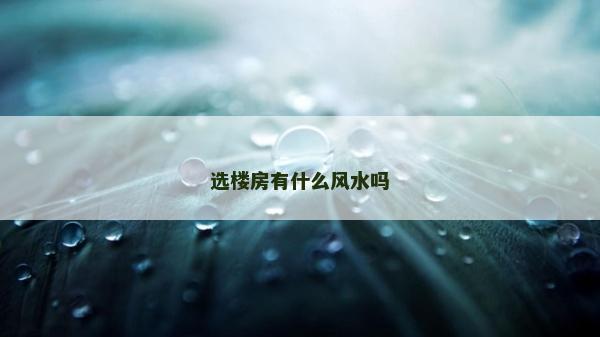 選樓房有什么風水嗎