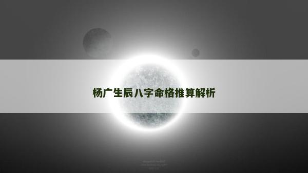楊廣生辰八字命格推算解析