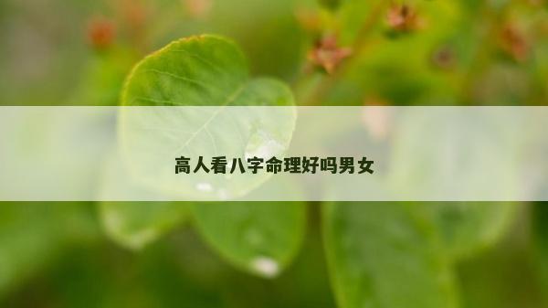 高人看八字命理好嗎男女