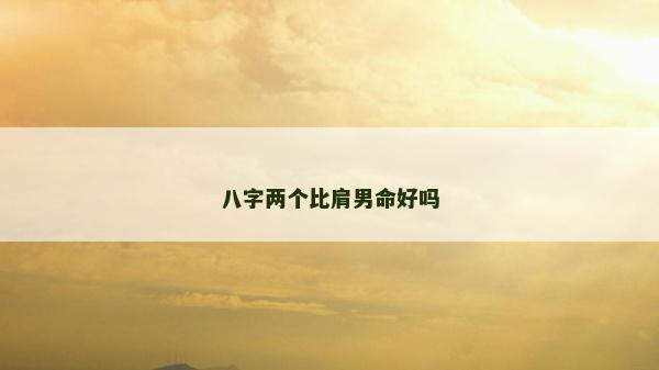 八字兩個比肩男命好嗎